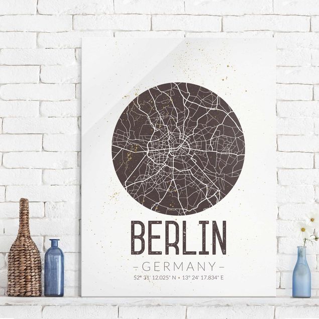 Glass prints Berlin City Map Berlin - Retro