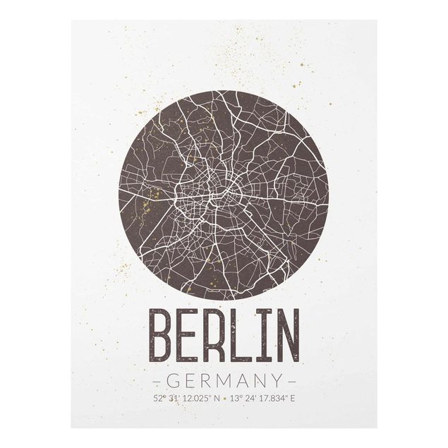 Glass prints sayings & quotes City Map Berlin - Retro
