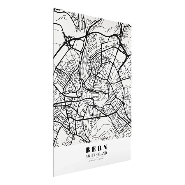 Glass prints sayings & quotes Bern City Map - Classical