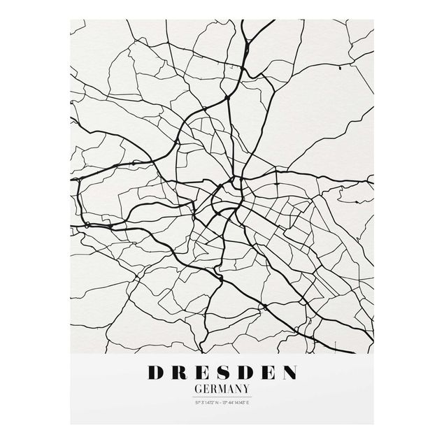 Prints black and white Dresden City Map - Classical