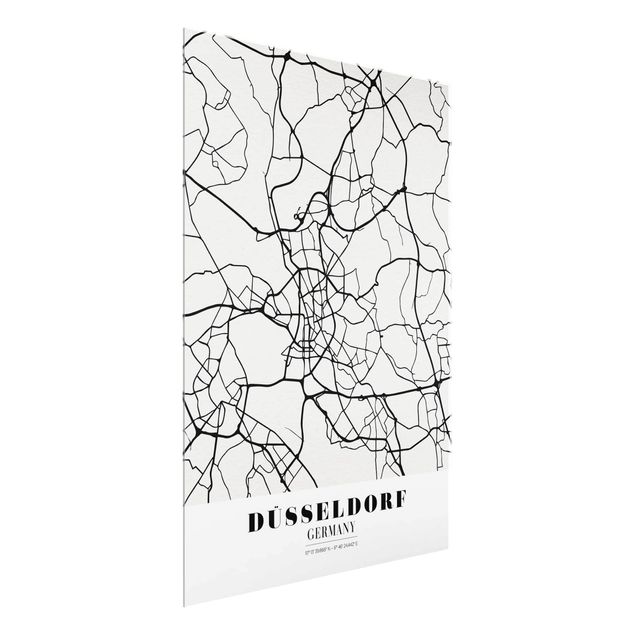 Glass prints sayings & quotes Dusseldorf City Map - Classic