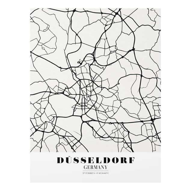 Black and white art Dusseldorf City Map - Classic