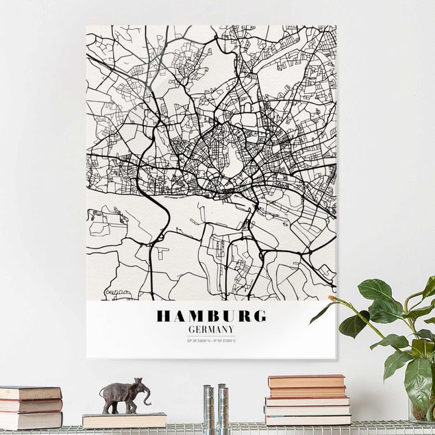 Glass prints Hamburg Hamburg City Map - Classic
