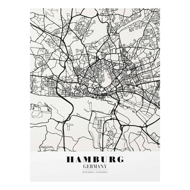 Glass prints sayings & quotes Hamburg City Map - Classic