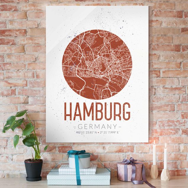 Glass prints Hamburg Hamburg City Map - Retro