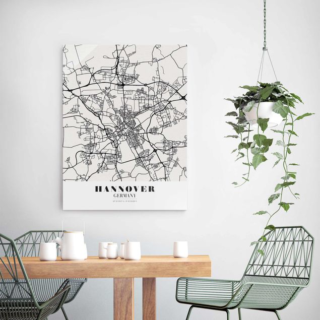 Glass prints maps Hannover City Map - Classic