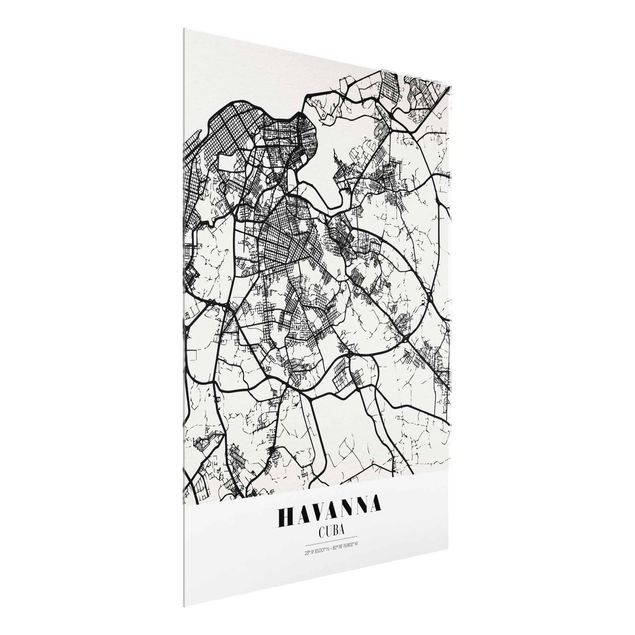Glass prints sayings & quotes Havana City Map - Classic