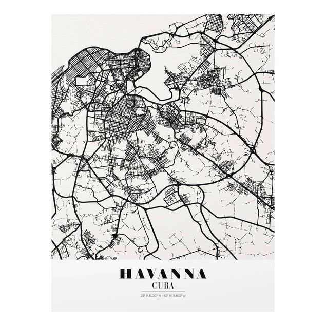 Black and white art Havana City Map - Classic