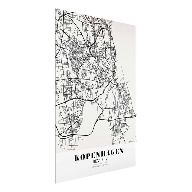Glass prints sayings & quotes Copenhagen City Map - Classic