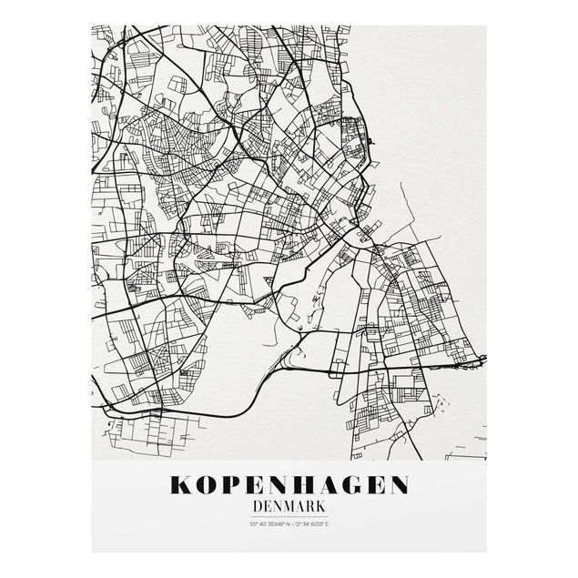 Prints black and white Copenhagen City Map - Classic