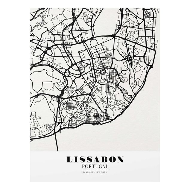Prints black and white Lisbon City Map - Classic