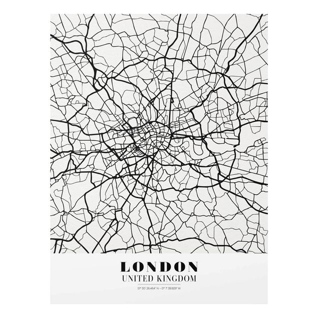 Glass prints maps London City Map - Classic