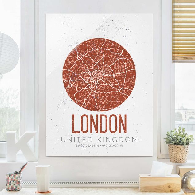Glass prints London City Map London - Retro