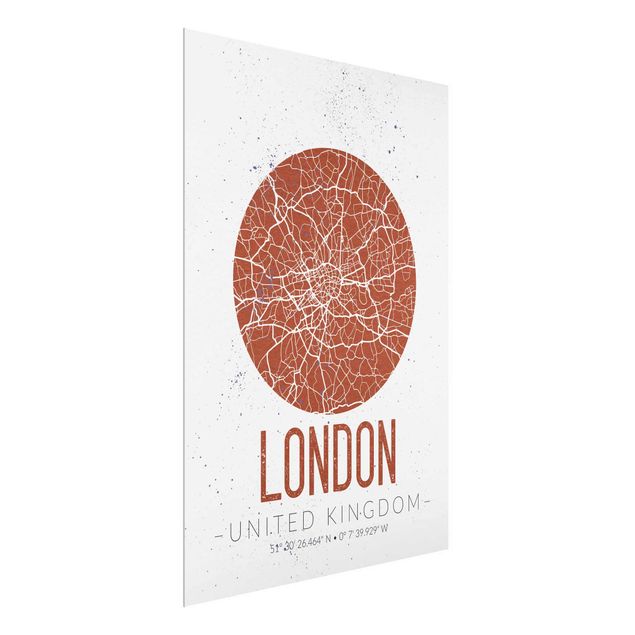 Glass prints black and white City Map London - Retro
