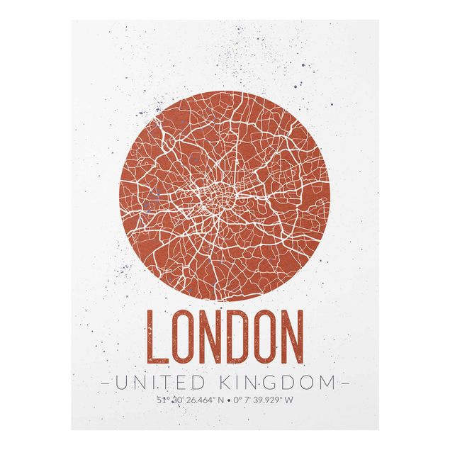 Glass prints maps City Map London - Retro