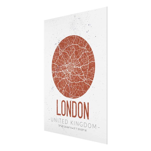 Glass prints sayings & quotes City Map London - Retro
