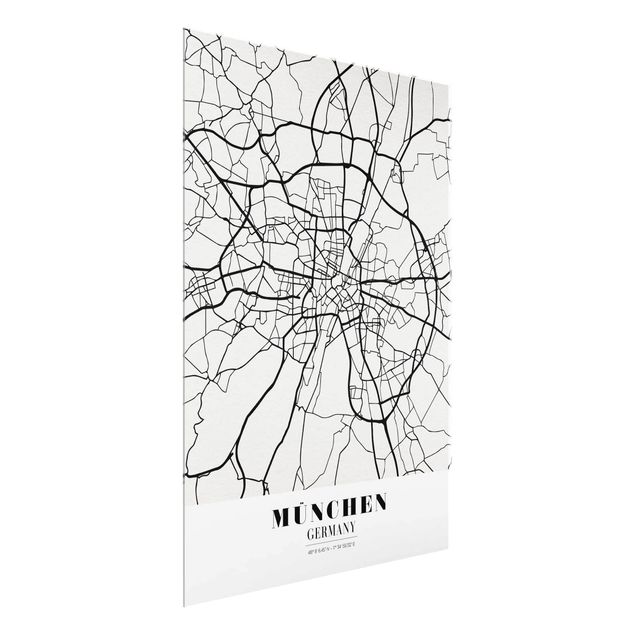 Glass prints sayings & quotes Munich City Map - Classic