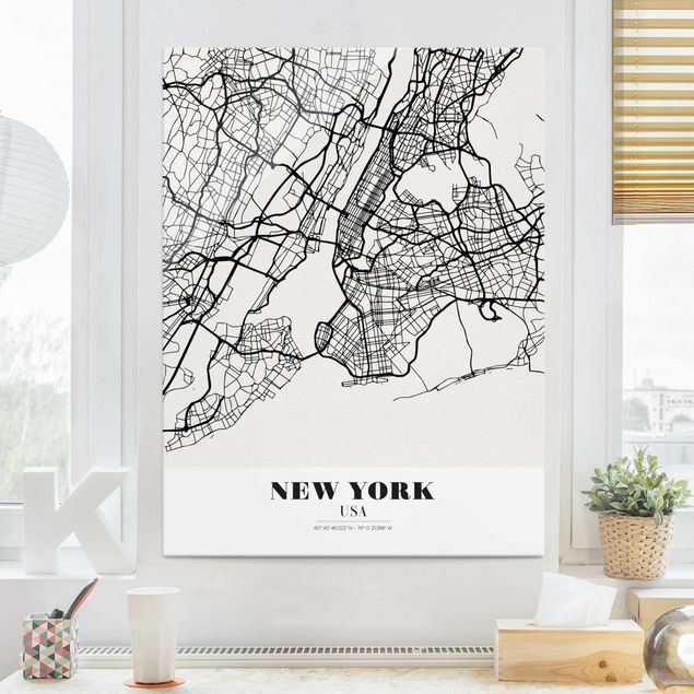 Glass prints New York New York City Map - Classic