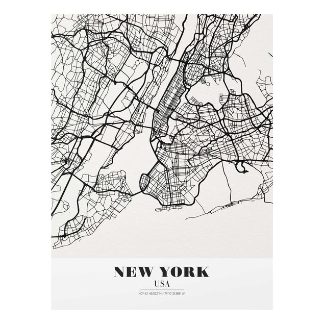 Glass prints maps New York City Map - Classic
