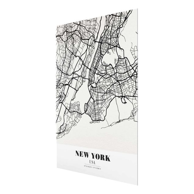 Glass prints sayings & quotes New York City Map - Classic