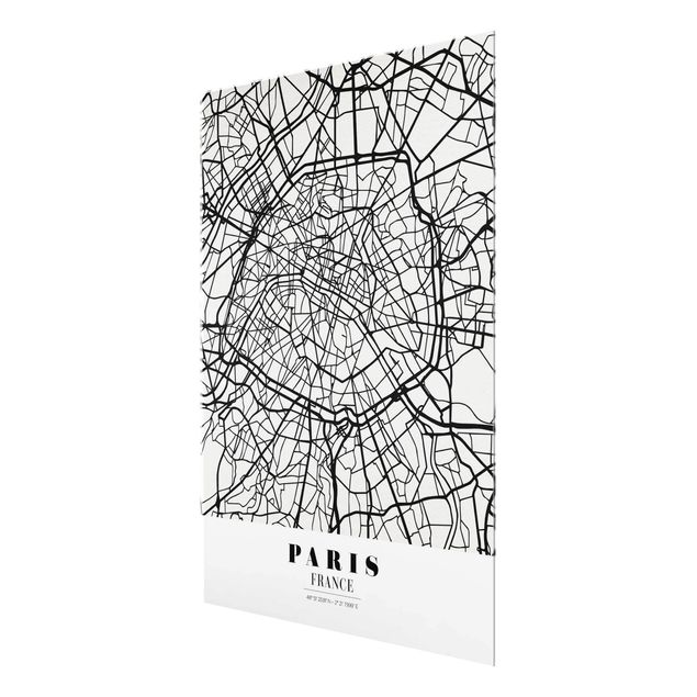Glass prints sayings & quotes Paris City Map - Classic