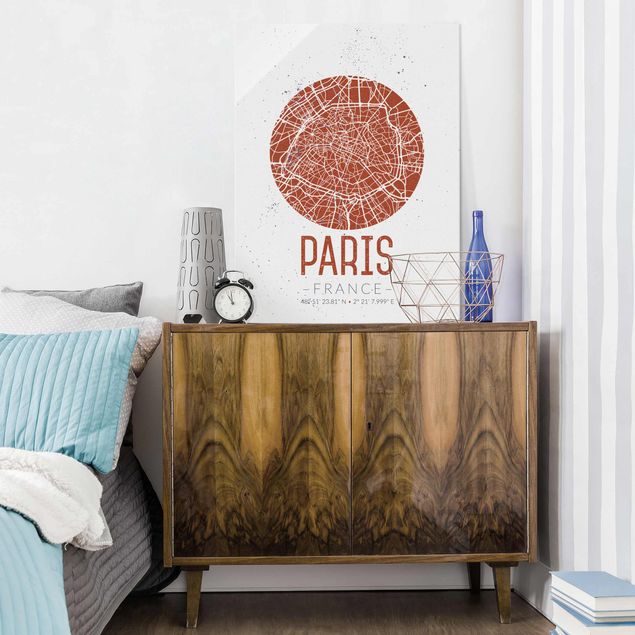 Paris art prints City Map Paris - Retro