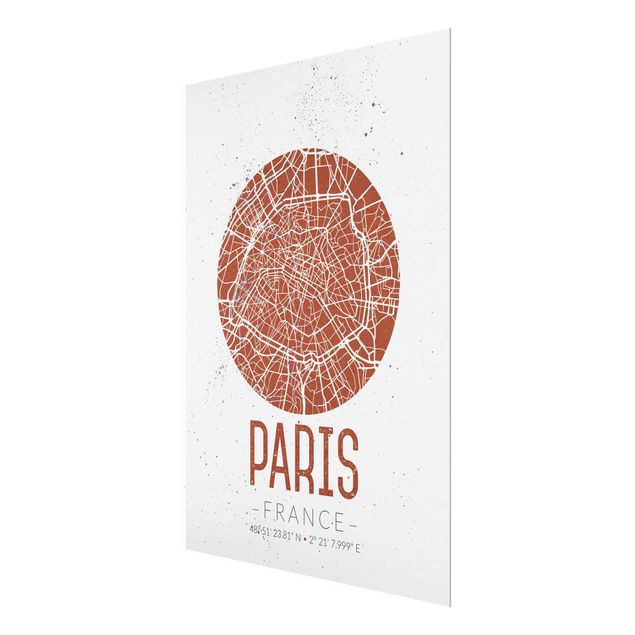 Glass prints sayings & quotes City Map Paris - Retro