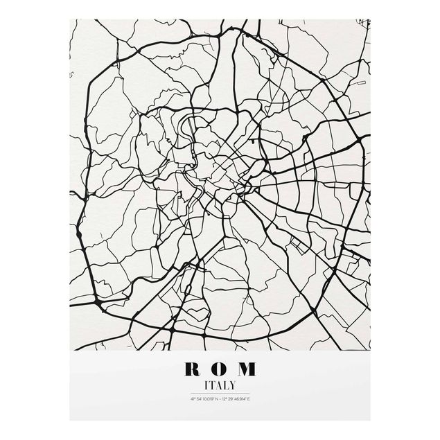 Black and white wall art Rome City Map - Classical