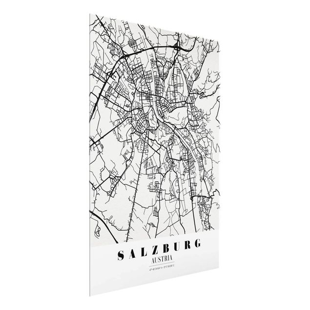 Glass prints sayings & quotes Salzburg City Map - Classic