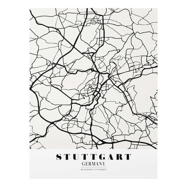 Prints black and white Stuttgart City Map - Classic