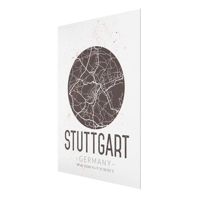Prints black and white Stuttgart City Map - Retro