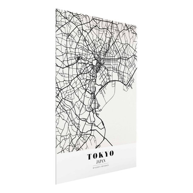 Glass prints maps Tokyo City Map - Classic