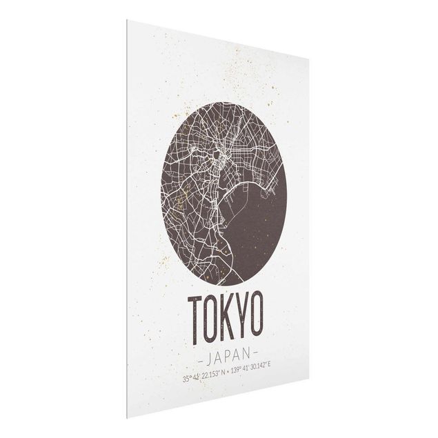 Glass prints maps Tokyo City Map - Retro