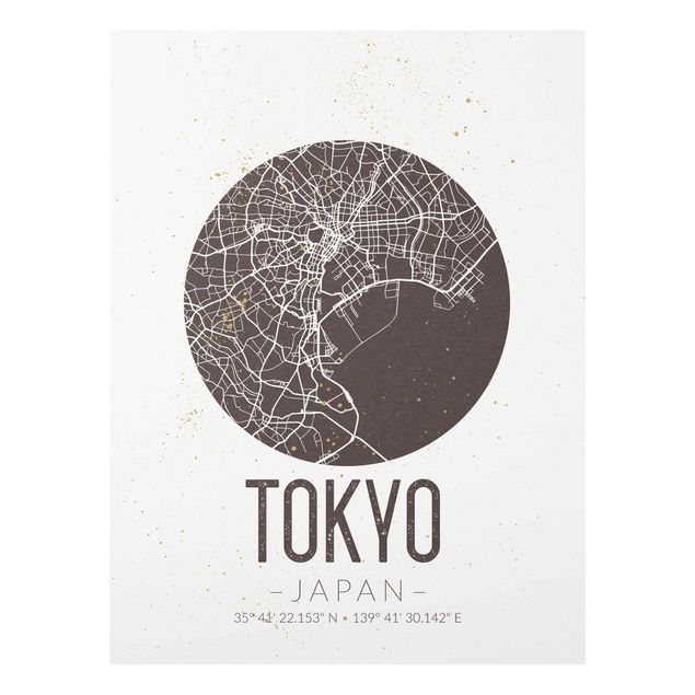Glass prints sayings & quotes Tokyo City Map - Retro