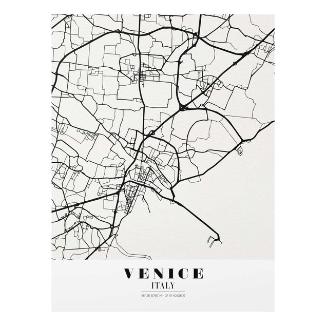 Black and white art Venice City Map - Classic