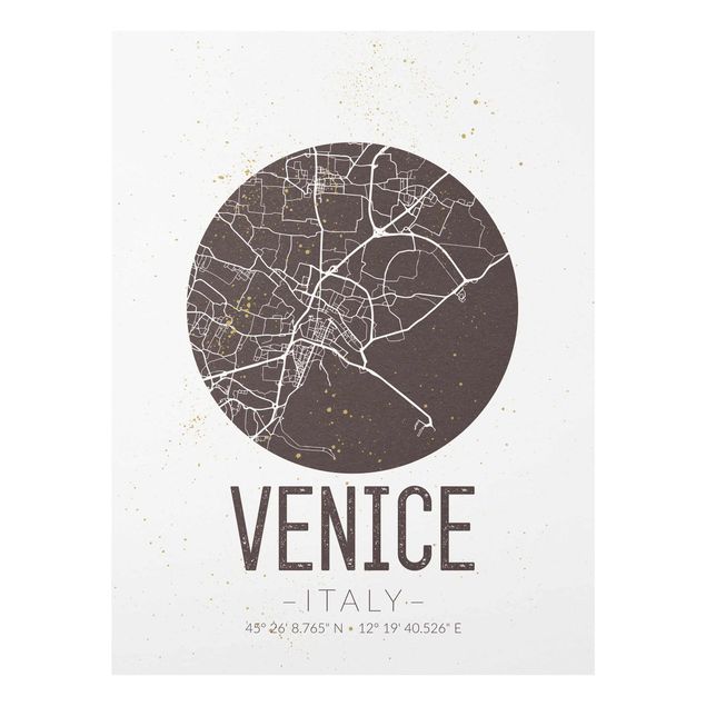 Prints brown Venice City Map - Retro
