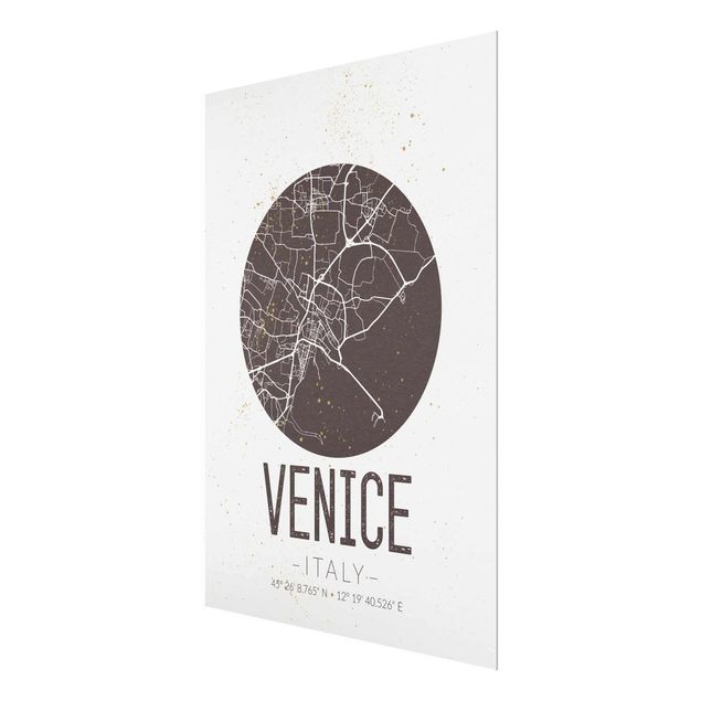 Prints black and white Venice City Map - Retro