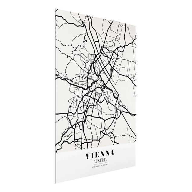Glass prints sayings & quotes Vienna City Map - Classic