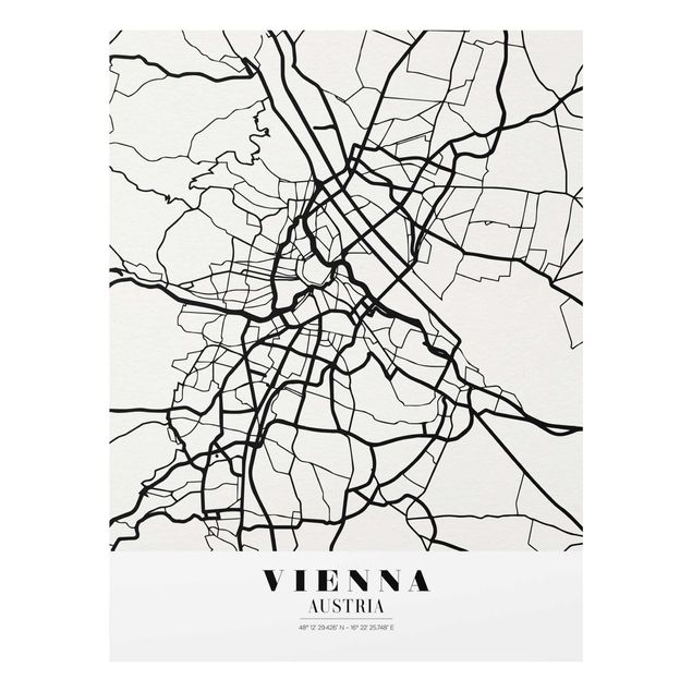 Black and white art Vienna City Map - Classic