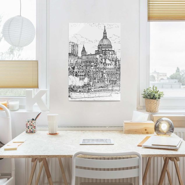 Glass prints black and white City Study - Dom