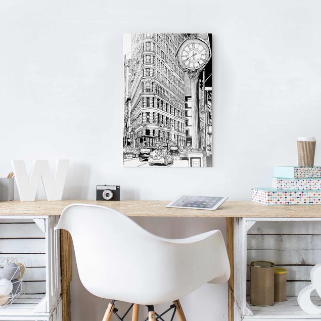 Glass prints black and white City Study - Flatiron Building