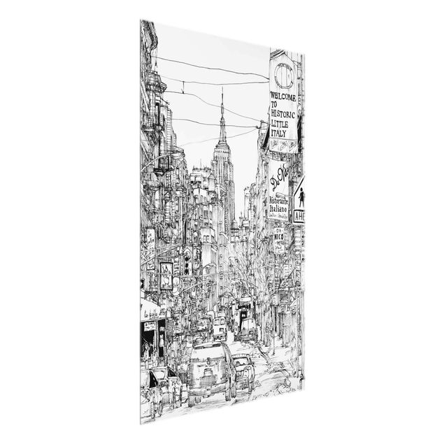 Glass prints black and white City Study - Little Italy