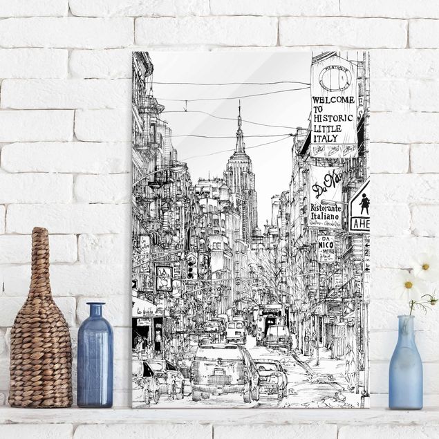 Glass prints New York City Study - Little Italy