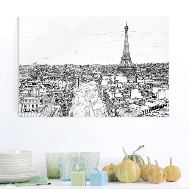 Glass prints Paris City Study - Paris