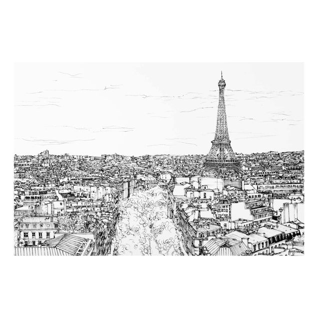 Glass prints black and white City Study - Paris
