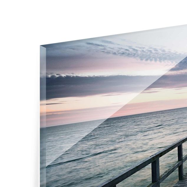 Glass prints beach Landing Bridge Boardwalk
