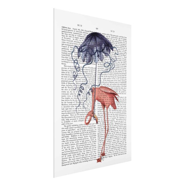 Animal canvas Animal Reading - Flamingo With Umbrella
