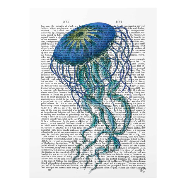 Navy wall art Animal Reading - Jellyfish