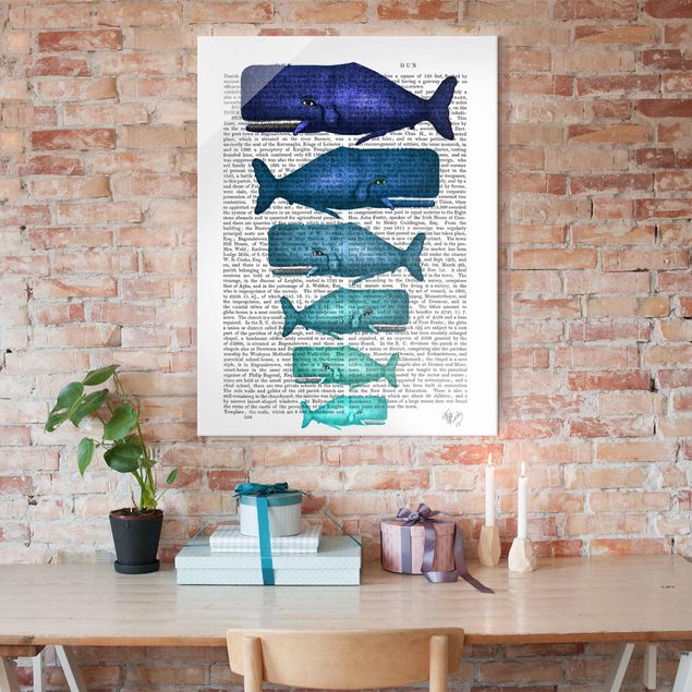 Family canvas art Animal Reading - Whale Family