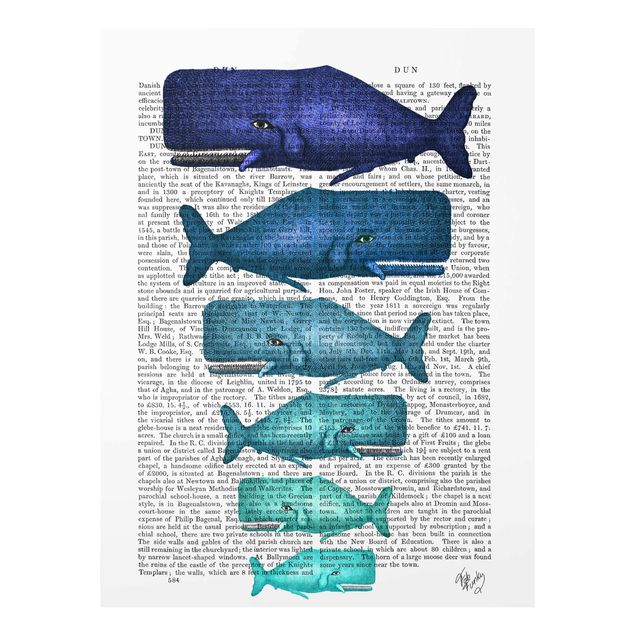 Navy blue wall art Animal Reading - Whale Family